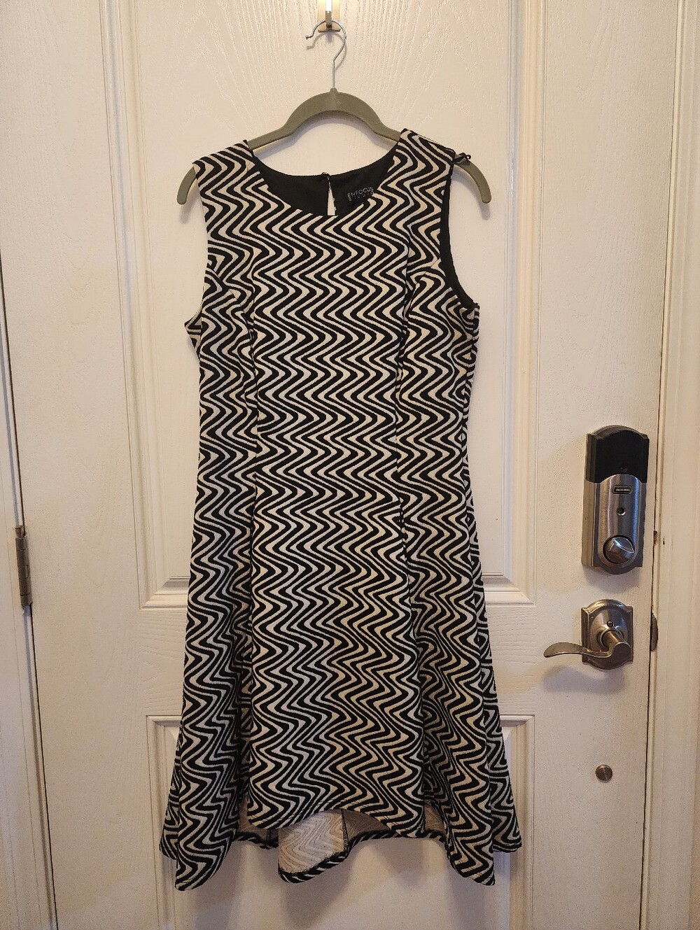 Enfocus Studio Black and White Zigzag Sleeveless A-Line Dress